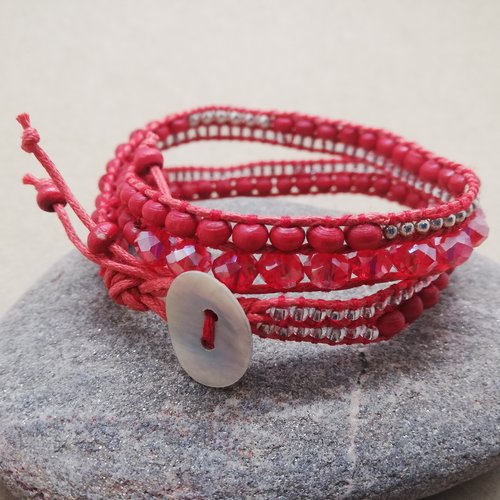 Bracelet wrap rouge