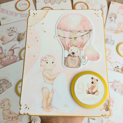 Cartes étapes bébé pour fille - 12 cartes photo personnalisées - souvenirs artisanaux - cadeau de naissance - collection lullaby girl