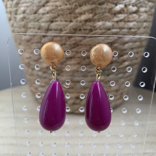 Boucles d’oreilles suzanne rose/ violette