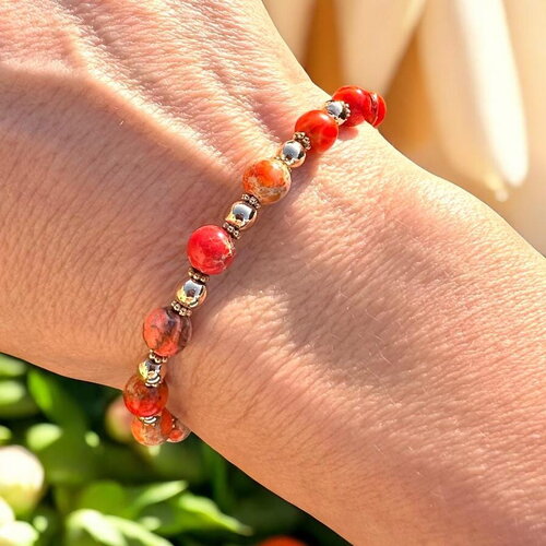 Bracelet en jaspe impérial orange