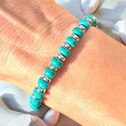 Bracelet femme en turquoise et hématite