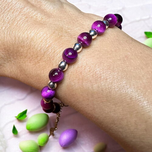 Bracelet femme en oeil de tigre et hématite