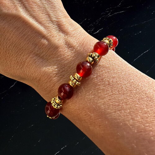 Bracelet femme en cornaline et perles de verre