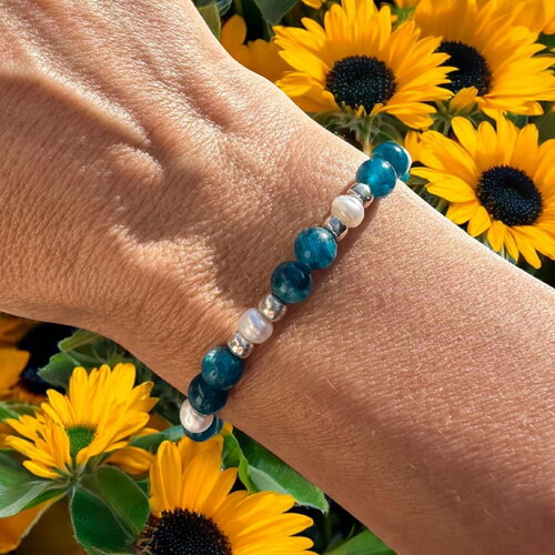 Bracelet femme en apatite et perles d’eau douce
