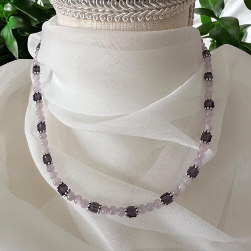 Collier femme en perles de kunzite