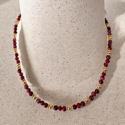 Collier femme en jaspe impérial rouge