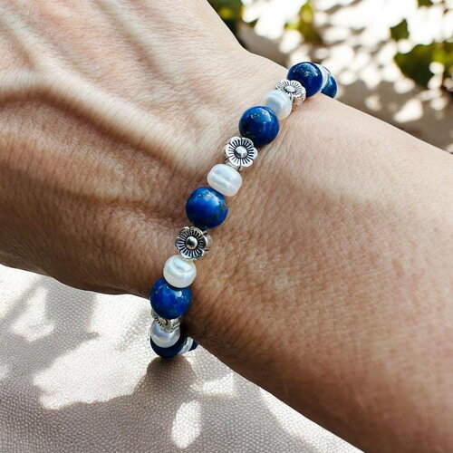 Bracelet femme en lapis lazuli et perles d’eau douce