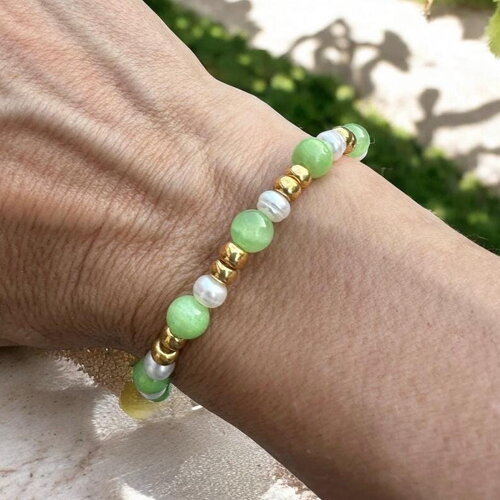 Bracelet femme en perles de calcite et d’eau douce