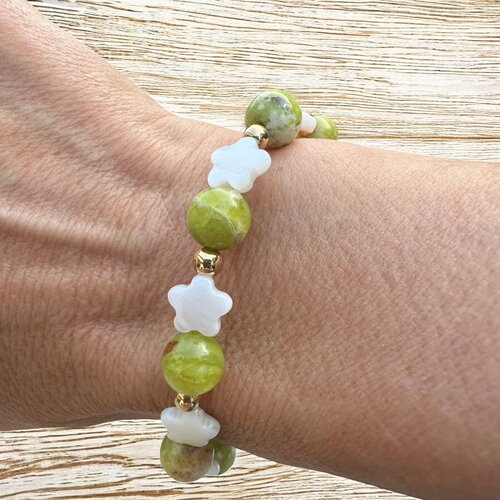 Bracelet femme opale verte et nacre