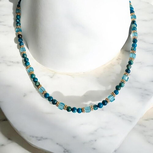 Collier femme en jaspe impérial bleu