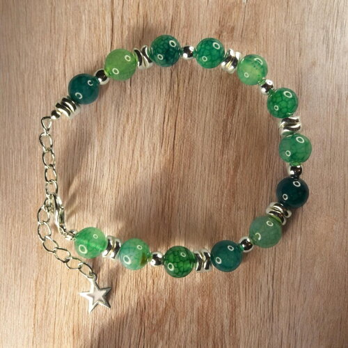 Bracelet en agate veine de dragon verte