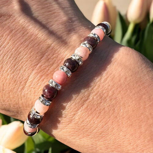 Bracelet en grenat et opale rose