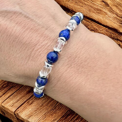 Bracelet en lapis lazuli et cristal