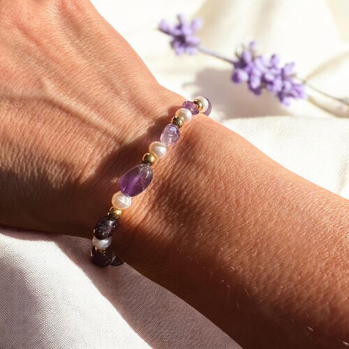 Bracelet en améthyste et perles eau douce