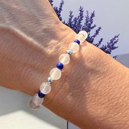 Bracelet en sélénite et lapis lazuli