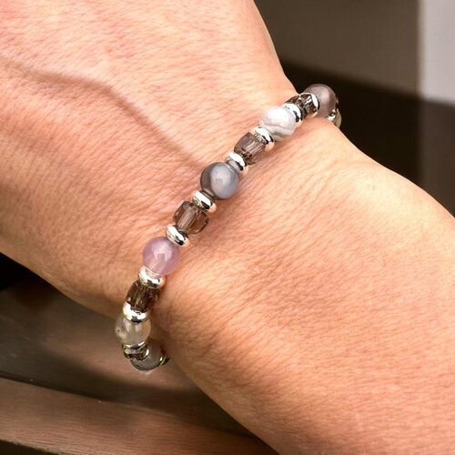 Bracelet en agate du botswana et perles de verre