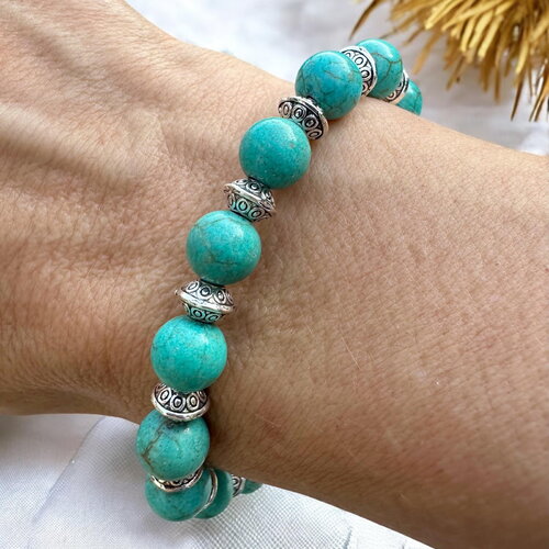 Bracelet en perles howlite turquoise mate