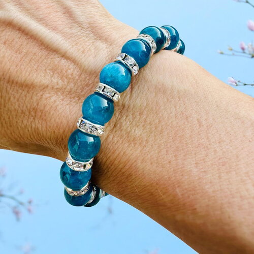 Bracelet en apatite bleue et strass