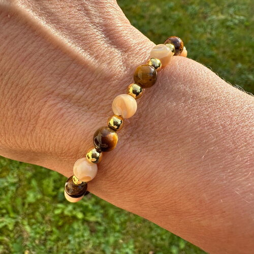 Bracelet en œil de tigre et nacre