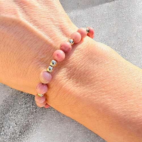 Bracelet en rhodonite et hématite