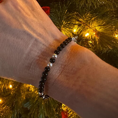 Bracelet en onyx noir et hématite