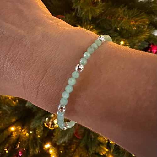 Bracelet en jade vert et hématite