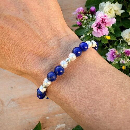 Bracelet en lapis lazuli et perles d’eau douce