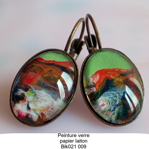 Peint artiste française,boucles oreilles percees dormeuses,rouge marron noir violet bleu blanc vert bronze,fleuri abstrait art nouveau,boho