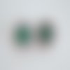 Aventurine,clous oreilles bois rose tige acier avec cabochons ronds 12mm,pierre fine precieuse,cadeau fete anniversaire noel,boho bobo,
