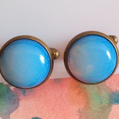 Boutons manchette laiton avec cabochons ronds 14mm opale gemme pierre precieuse,cadeau fete anniversaire noel,accessoire costume cravate