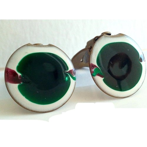 Art contemporain,clips oreilles peinture abstrait bleu vert violet ,fait mains en france,cadeau fete anniversaire noel