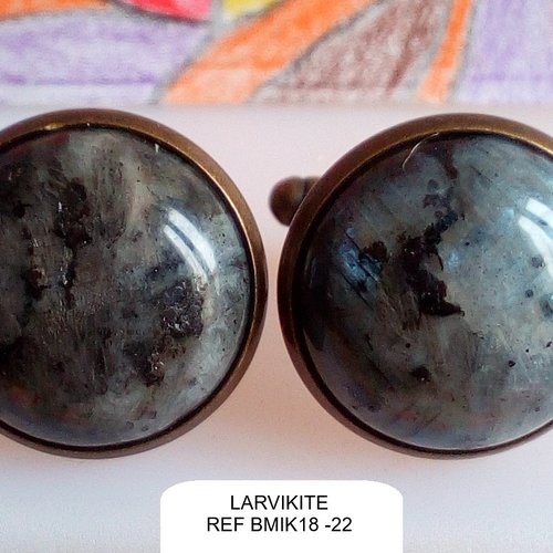 Boutons manchette laiton avec cabochons ronds,larvikite quartz magma norvegien,cadeau fete anniversaire noel,accessoire costume cravate