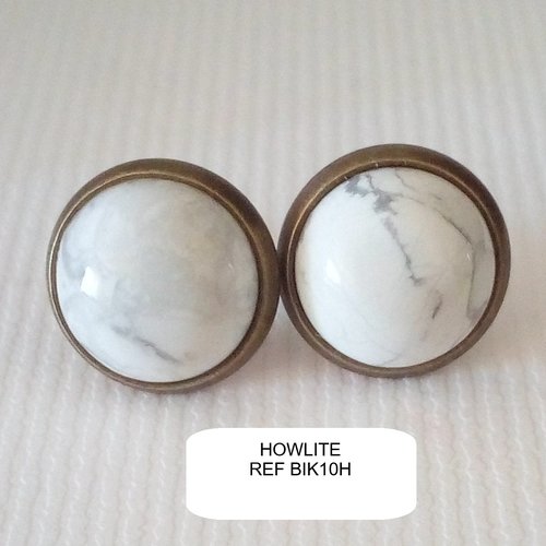 Clous boucles oreilles avec cabochons ronds 10mm, en pierre precieuse, quartz,cadeau fete anniversaire noel,fait mains en france