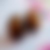 Oeil de tigre,clous oreilles pierre fine quartz marron or,cabochons ronds,cadeau fete anniversaire,fait mains en france,boucles oreilles per