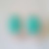 Turquoise, clous oreilles en bois rose avec tige acier chirurgical et cabochons ronds12mm,pierre precieuse,cadeau fete anniversaire noel