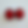 Quartz rouge,clips oreilles non percees en laiton bronze avec cabochons ronds 16mm,pierre fine,fait mains en france