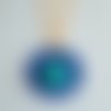Pendentif argile avec turquoise, pierre precieuse bleue,chaîne plaque or 18k,fait mains en france,cadeau pour elle, fete anniversaire noel