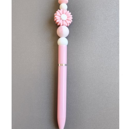 Stylo fleur rose