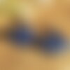 Boucles d'oreilles argile polymère coquillage bleu cobalt faux lapis lazzuli feuille d'or puces dorées et zirconium blanc