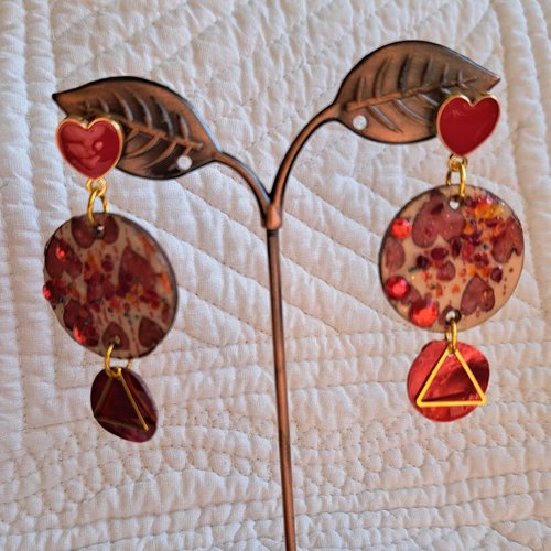 Boucles d'oreilles artisanales bois perles