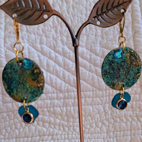 Boucles d'oreilles artisanales bois perles