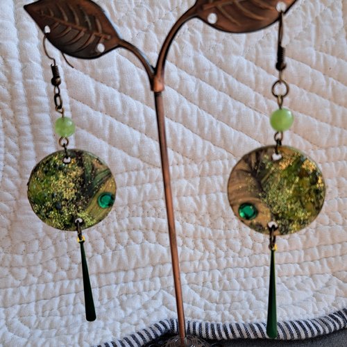Boucles d'oreilles artisanales bois perles