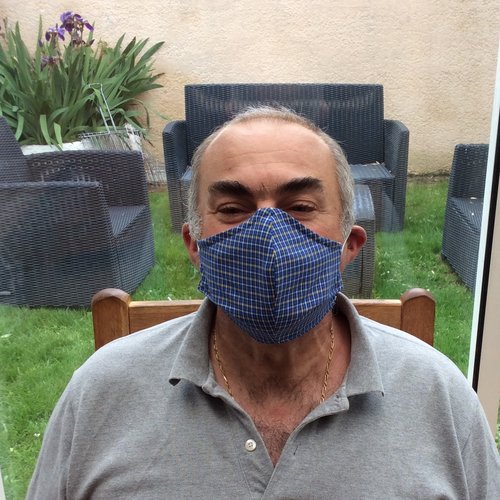 Masque homme carreaux bleu foncé