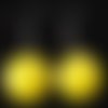 Boucles d'oreilles cabochon unisexes miniperles jaunes en résine diamètre 25mm