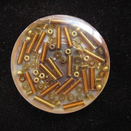 Bague ajustable unisexe perles rocailles dorées en résine diamètre 25mm
