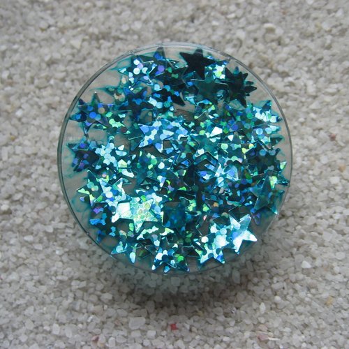 Grande bague ajustable unisexe étoiles bleues sur fond transparent en résinediamètre 35mm