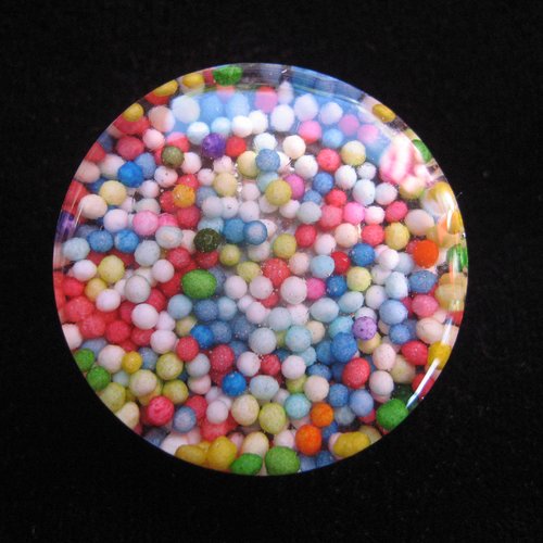 Bague fantaisie, miniperles multicolores, en résine / diamètre 25mm