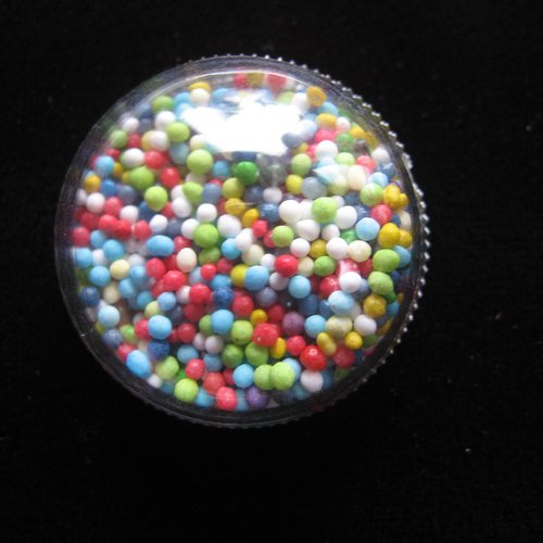 Bague grand dome, miniperles multicolores mobiles, diamètre 30mm, pour femme ou homme