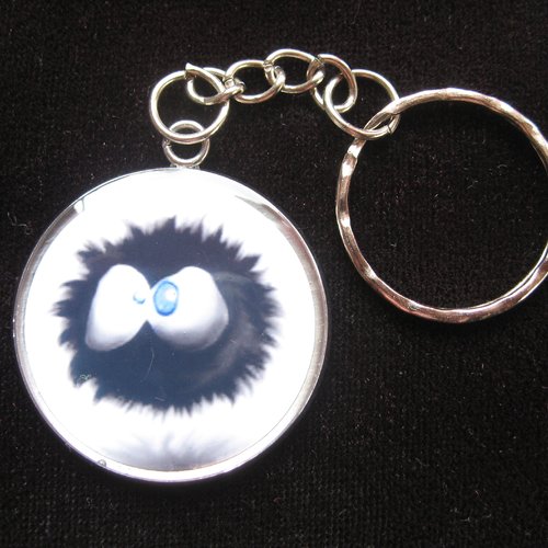 Porte-clés unisexe boule de poils serti en résine diamètre 30mm