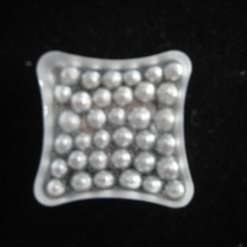 Bague carrée, perles argentées, en résine, taille 28mmx28mm